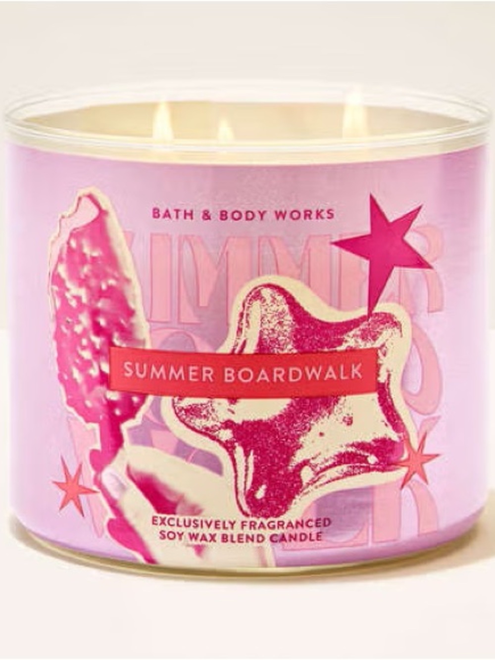 Bath & Body Works Summer Boardwalk Pink 3-Wick Soy Candle